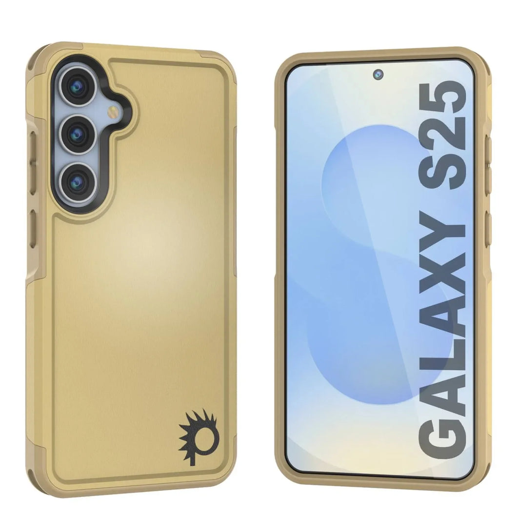 Funda PunkCase para Galaxy S25, [Serie Spartan 2.0], transparente, resistente y duradera [amarilla]