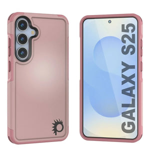 Funda PunkCase para Galaxy S25, [Serie Spartan 2.0], transparente, resistente y duradera [rosa]