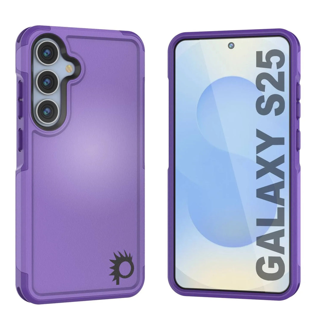 Funda PunkCase para Galaxy S25, [Serie Spartan 2.0], transparente, resistente y duradera [morada]