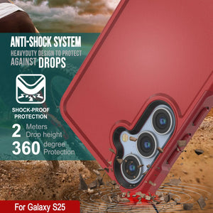 Funda PunkCase para Galaxy S25, [Serie Spartan 2.0], transparente, resistente y duradera [roja]