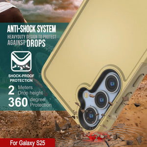 Funda PunkCase para Galaxy S25, [Serie Spartan 2.0], transparente, resistente y duradera [amarilla]