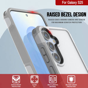 Funda PunkCase para Galaxy S25, [Serie Spartan 2.0], transparente, resistente y duradera [blanca]