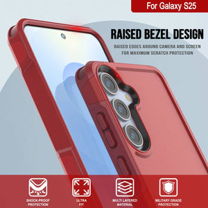 Funda PunkCase para Galaxy S25, [Serie Spartan 2.0], transparente, resistente y duradera [roja]