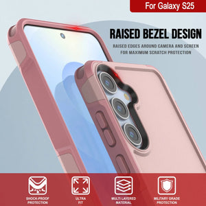 Funda PunkCase para Galaxy S25, [Serie Spartan 2.0], transparente, resistente y duradera [rosa]