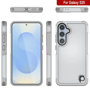 Funda PunkCase para Galaxy S25, [Serie Spartan 2.0], transparente, resistente y duradera [blanca]