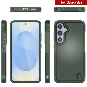 Funda PunkCase para Galaxy S25, [Serie Spartan 2.0], transparente, resistente y duradera [verde oscuro]