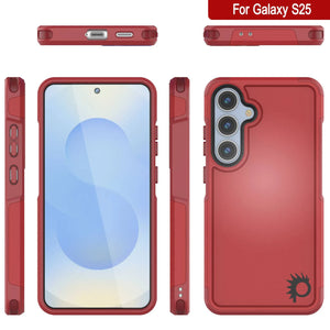 Funda PunkCase para Galaxy S25, [Serie Spartan 2.0], transparente, resistente y duradera [roja]
