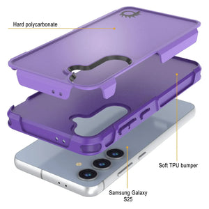 Funda PunkCase para Galaxy S25, [Serie Spartan 2.0], transparente, resistente y duradera [morada]