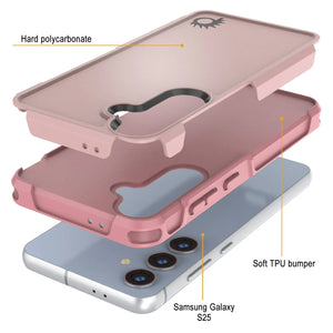 Funda PunkCase para Galaxy S25, [Serie Spartan 2.0], transparente, resistente y duradera [rosa]