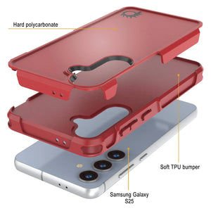 Funda PunkCase para Galaxy S25, [Serie Spartan 2.0], transparente, resistente y duradera [roja]