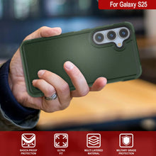 Load image into Gallery viewer, Funda PunkCase para Galaxy S25, [Serie Spartan 2.0], transparente, resistente y duradera [verde oscuro]
