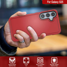 Cargar imagen en el visor de la galería, Funda PunkCase para Galaxy S25, [Serie Spartan 2.0], transparente, resistente y duradera [roja]
