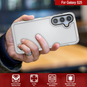 Funda PunkCase para Galaxy S25, [Serie Spartan 2.0], transparente, resistente y duradera [blanca]
