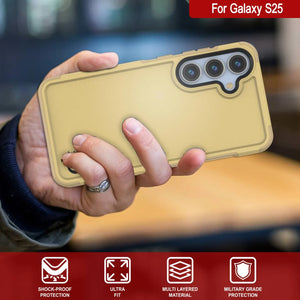Funda PunkCase para Galaxy S25, [Serie Spartan 2.0], transparente, resistente y duradera [amarilla]