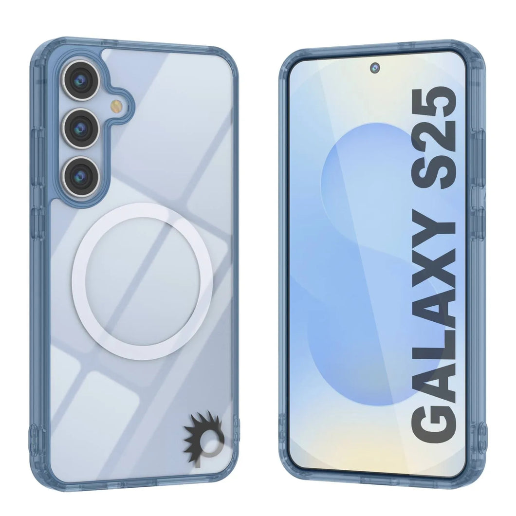 Estuche de carga inalámbrica magnética para Galaxy S25 [Serie de acrílico transparente] [Antideslizante] Para Galaxy S25 [Azul marino]