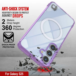 Estuche de carga inalámbrica magnética para Galaxy S25 [Serie de acrílico transparente] [Antideslizante] Para Galaxy S25 [Morado]