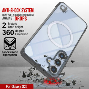 Estuche de carga inalámbrica magnética para Galaxy S25 [Serie de acrílico transparente] [Antideslizante] Para Galaxy S25 [Negro]