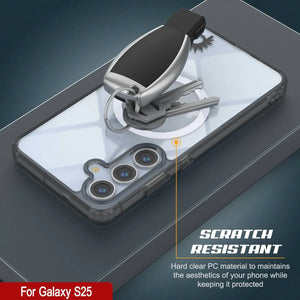 Estuche de carga inalámbrica magnética para Galaxy S25 [Serie de acrílico transparente] [Antideslizante] Para Galaxy S25 [Negro]