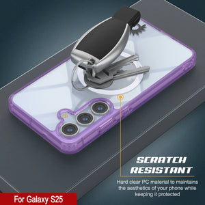 Estuche de carga inalámbrica magnética para Galaxy S25 [Serie de acrílico transparente] [Antideslizante] Para Galaxy S25 [Morado]