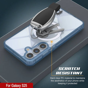 Estuche de carga inalámbrica magnética para Galaxy S25 [Serie de acrílico transparente] [Antideslizante] Para Galaxy S25 [Azul marino]