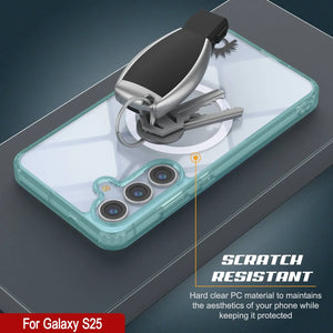 Estuche de carga inalámbrica magnética para Galaxy S25 [Serie de acrílico transparente] [Antideslizante] Para Galaxy S25 [Verde azulado]
