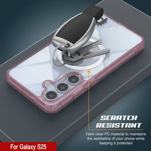 Estuche de carga inalámbrica magnética para Galaxy S25 [Serie de acrílico transparente] [Antideslizante] Para Galaxy S25 [Rosa]