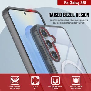 Estuche de carga inalámbrica magnética para Galaxy S25 [Serie de acrílico transparente] [Antideslizante] Para Galaxy S25 [Negro]