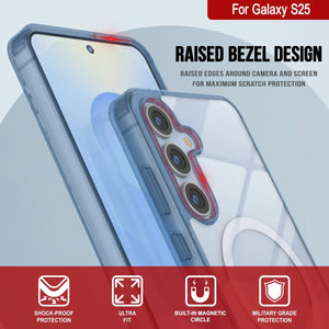 Estuche de carga inalámbrica magnética para Galaxy S25 [Serie de acrílico transparente] [Antideslizante] Para Galaxy S25 [Azul marino]
