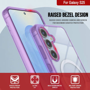 Estuche de carga inalámbrica magnética para Galaxy S25 [Serie de acrílico transparente] [Antideslizante] Para Galaxy S25 [Morado]