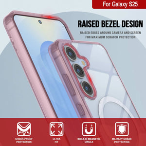 Estuche de carga inalámbrica magnética para Galaxy S25 [Serie de acrílico transparente] [Antideslizante] Para Galaxy S25 [Rosa]