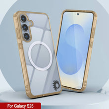 Load image into Gallery viewer, Estuche de carga inalámbrica magnético para Galaxy S25 [Serie de acrílico transparente] [Antideslizante] Para Galaxy S25 [Dorado]
