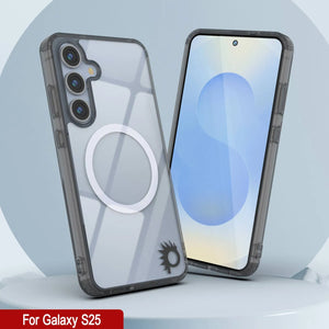 Estuche de carga inalámbrica magnética para Galaxy S25 [Serie de acrílico transparente] [Antideslizante] Para Galaxy S25 [Negro]