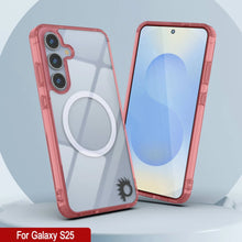 Load image into Gallery viewer, Estuche de carga inalámbrica magnética para Galaxy S25 [Serie de acrílico transparente] [Antideslizante] Para Galaxy S25 [Rojo]
