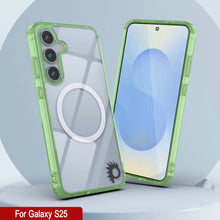 Load image into Gallery viewer, Estuche de carga inalámbrica magnética para Galaxy S25 [Serie de acrílico transparente] [Antideslizante] Para Galaxy S25 [Verde]
