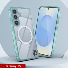 Load image into Gallery viewer, Estuche de carga inalámbrica magnética para Galaxy S25 [Serie de acrílico transparente] [Antideslizante] Para Galaxy S25 [Verde azulado]
