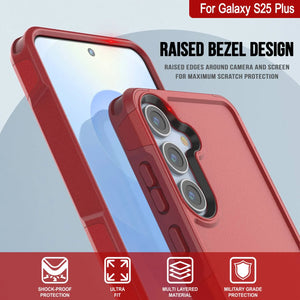 Funda PunkCase para Galaxy S25+ Plus, [Serie Spartan 2.0], transparente, resistente y duradera [roja]