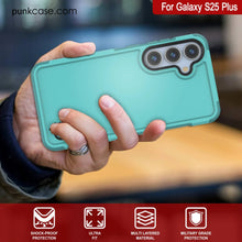 Cargar imagen en el visor de la galería, Funda PunkCase para Galaxy S25+ Plus, [Serie Spartan 2.0], transparente, resistente y duradera [azul claro]
