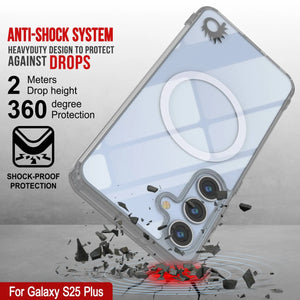 Estuche de carga inalámbrica magnético para Galaxy S25 Plus [Serie de acrílico transparente] [Antideslizante] Para Galaxy S25 Plus [Plata]