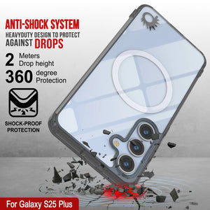 Estuche de carga inalámbrica magnético para Galaxy S25 Plus [Serie de acrílico transparente] [Antideslizante] Para Galaxy S25 Plus [Negro]