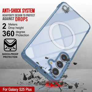 Estuche de carga inalámbrica magnética para Galaxy S25 Plus [Serie de acrílico transparente] [Antideslizante] Para Galaxy S25 Plus [Azul marino]