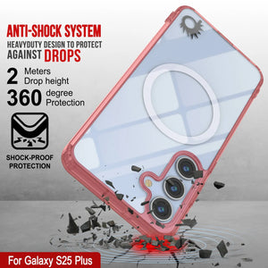 Estuche de carga inalámbrica magnética para Galaxy S25 Plus [Serie de acrílico transparente] [Antideslizante] Para Galaxy S25 Plus [Rojo]