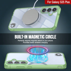 Estuche de carga inalámbrica magnética para Galaxy S25 Plus [Serie de acrílico transparente] [Antideslizante] Para Galaxy S25 Plus [Verde]