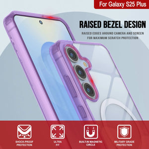 Estuche de carga inalámbrica magnética para Galaxy S25 Plus [Serie de acrílico transparente] [Antideslizante] Para Galaxy S25 Plus [Morado]