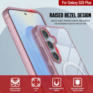 Estuche de carga inalámbrica magnética para Galaxy S25 Plus [Serie de acrílico transparente] [Antideslizante] Para Galaxy S25 Plus [Rosa]