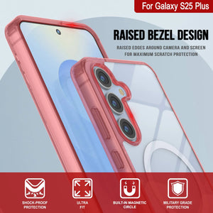 Estuche de carga inalámbrica magnética para Galaxy S25 Plus [Serie de acrílico transparente] [Antideslizante] Para Galaxy S25 Plus [Rojo]