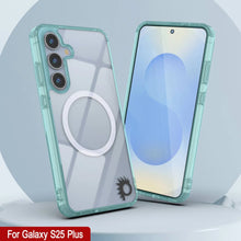 Cargar imagen en el visor de la galería, Estuche de carga inalámbrica magnética para Galaxy S25 Plus [Serie de acrílico transparente] [Antideslizante] Para Galaxy S25 Plus [Verde azulado]
