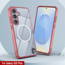 Cargar imagen en el visor de la galería, Estuche de carga inalámbrica magnética para Galaxy S25 Plus [Serie de acrílico transparente] [Antideslizante] Para Galaxy S25 Plus [Rojo]
