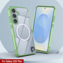 Cargar imagen en el visor de la galería, Estuche de carga inalámbrica magnética para Galaxy S25 Plus [Serie de acrílico transparente] [Antideslizante] Para Galaxy S25 Plus [Verde]
