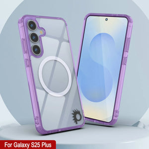 Estuche de carga inalámbrica magnética para Galaxy S25 Plus [Serie de acrílico transparente] [Antideslizante] Para Galaxy S25 Plus [Morado]