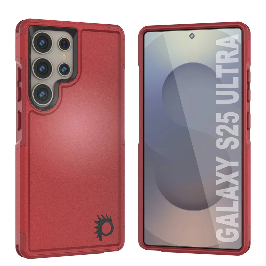 Funda PunkCase para Galaxy S25 Ultra, [Serie Spartan 2.0], transparente, resistente y duradera [roja]